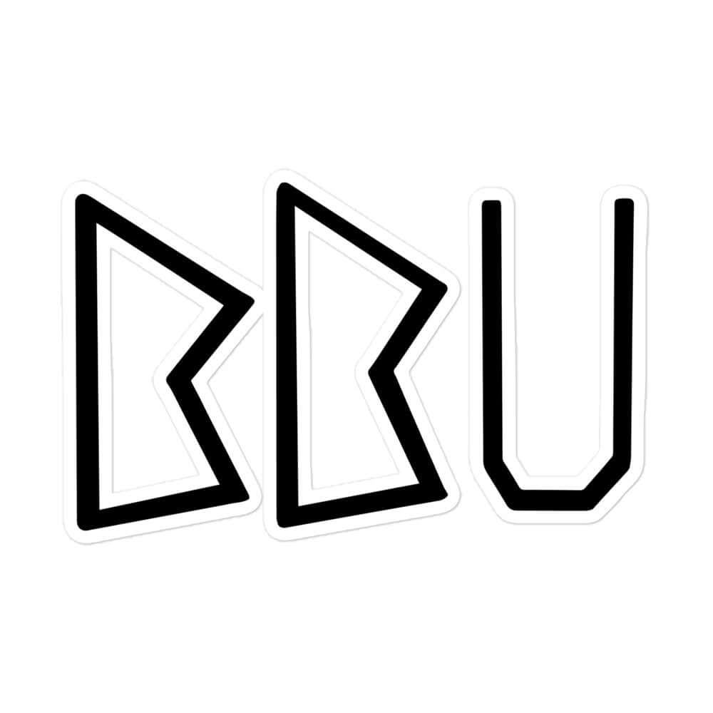 Bold black BBU sticker, perfect for Bridger Bowl University attendees. Stick em' up all over campus.